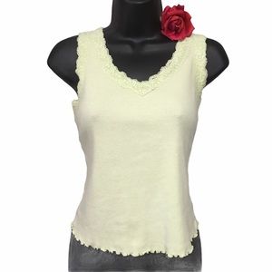 PinkK Y2K pastel Tank top Sm mint green Lace trim lettuce hem V Neck lag…